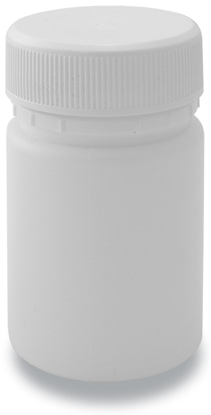 60-40 Tablet Bottle White + 40mm Plain Cap White